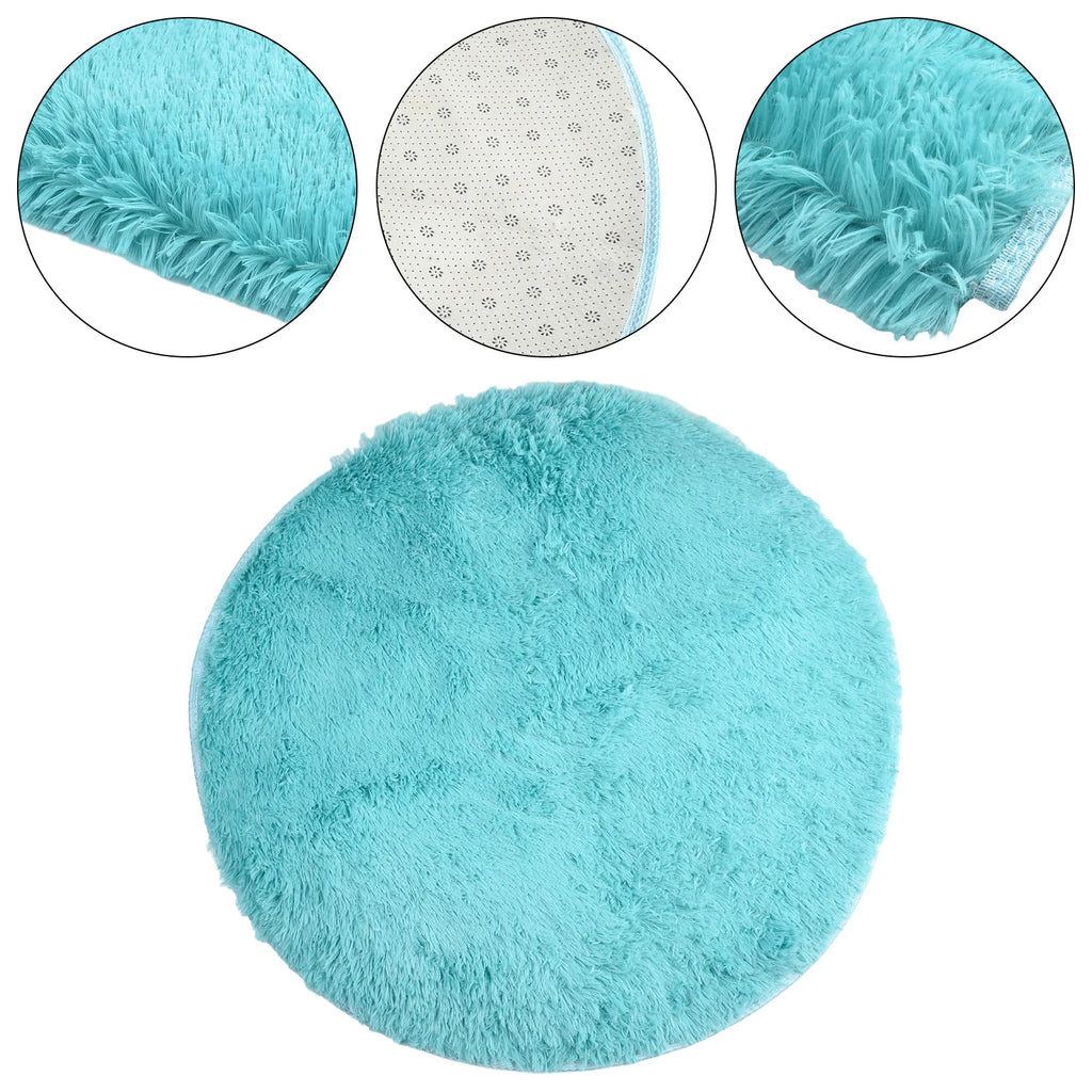 Super Soft Shaggy Area Rug – Anti-Slip 4cm Pile Round Rug for Living Room & Bedroom, 12 Colors & 3 Sizes