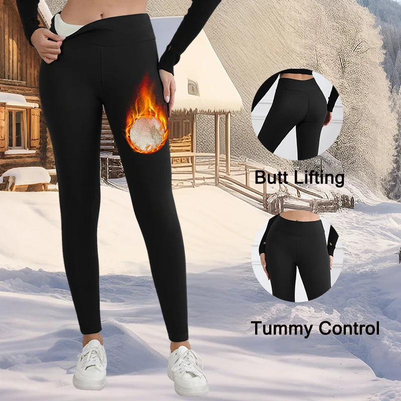 Women's Fleece Velvet Leggings – Warm Thickened High Waist Tights for Autumn & Winter