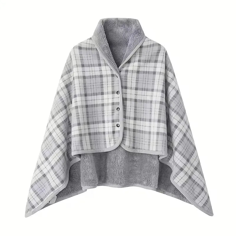 Wearable Flannel Shawl Blanket – Soft Lazy Office Warmth Wrap for Comfort & Style