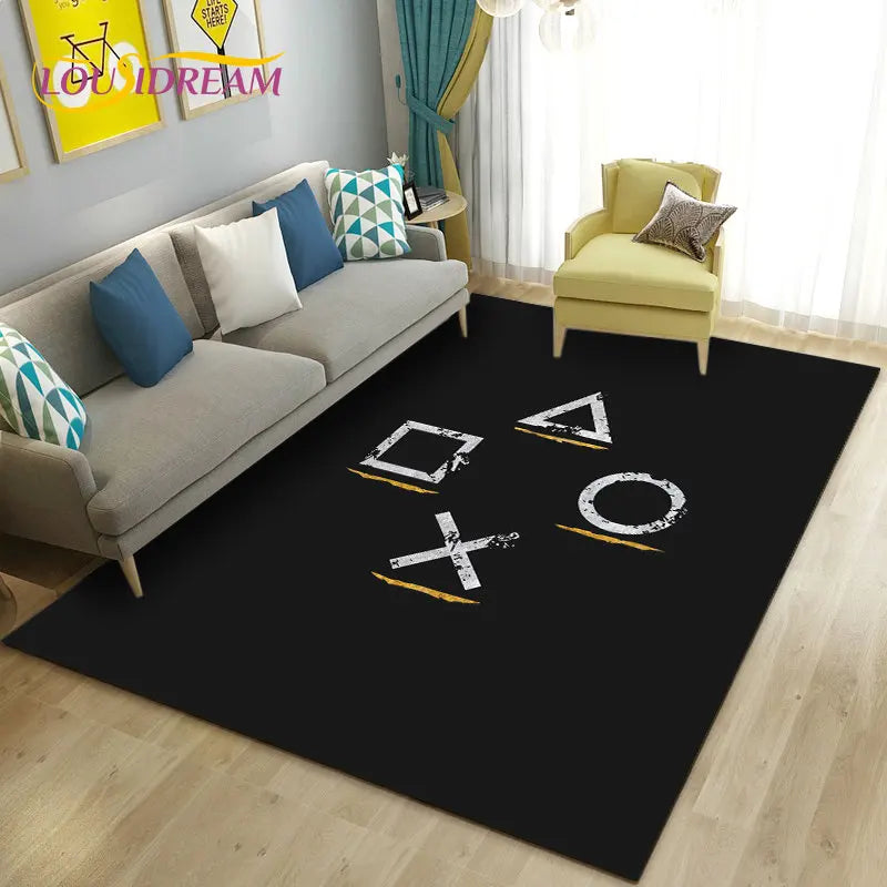 3D Cartoon Gamer Game Controller Area Rug,Carpet Rug for Living Room Bedroom Sofa Doormat Decoration,Kid Play Non-slip Floor Mat