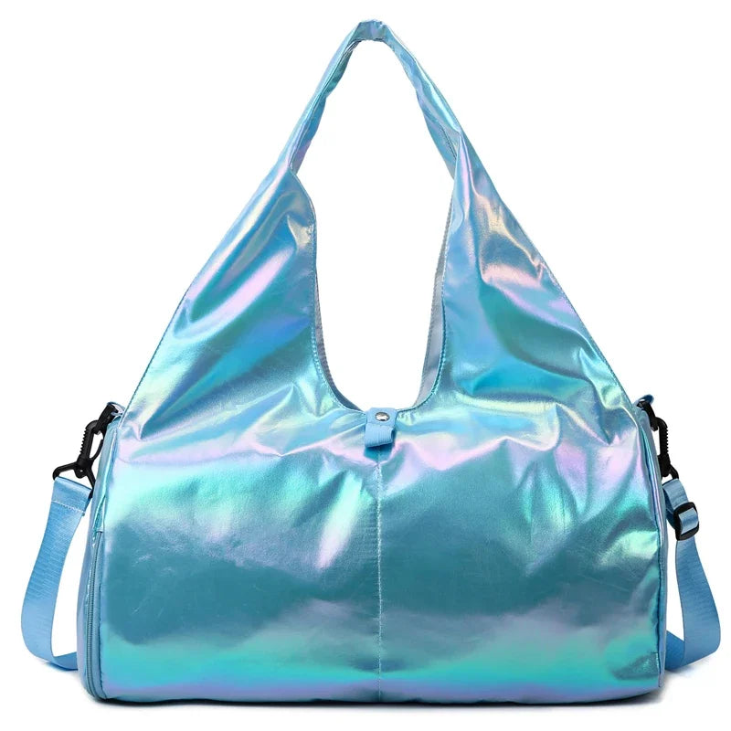 Large Capacity Gym Travel Shoulder Tote Bag – Multi-Function Ruched Cotton Handbag for Women