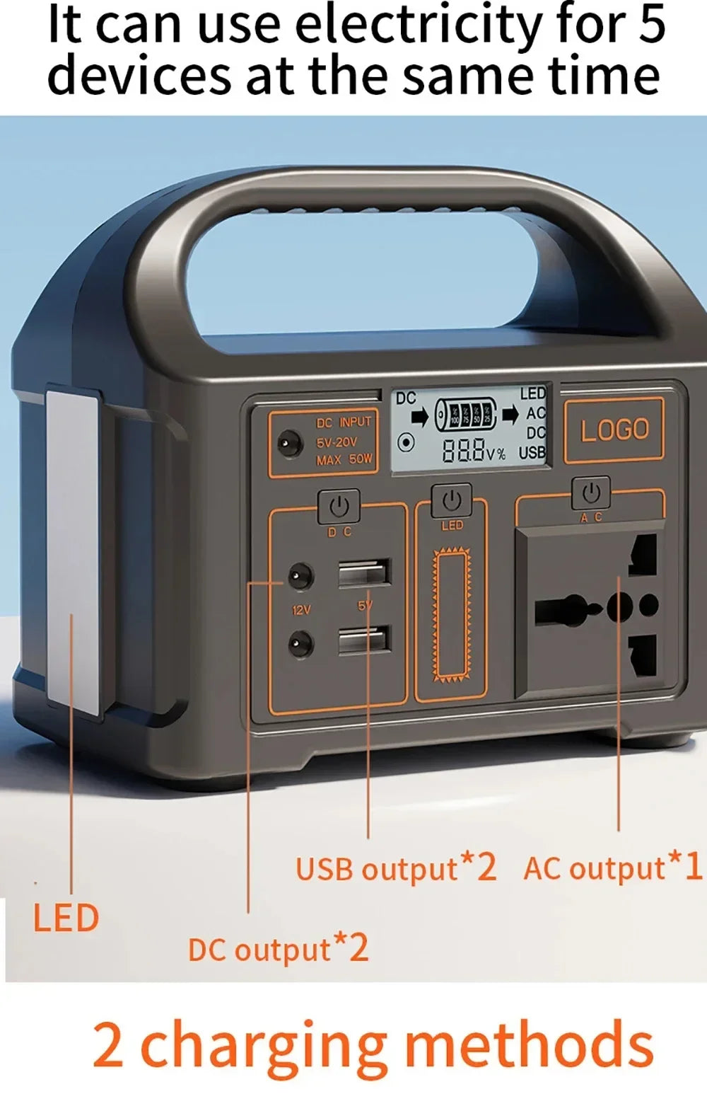 300W Portable Power Station, 230Wh LiFePO4, 220V