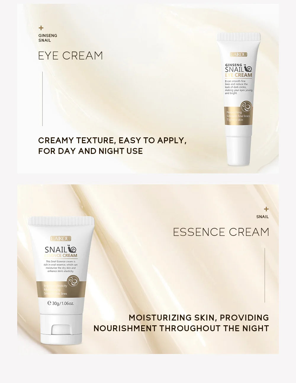 LAIKOU 3-Piece Skin Care Set – Face Cream, Serum & Eye Cream | Moisturizing Anti-Wrinkle Kit