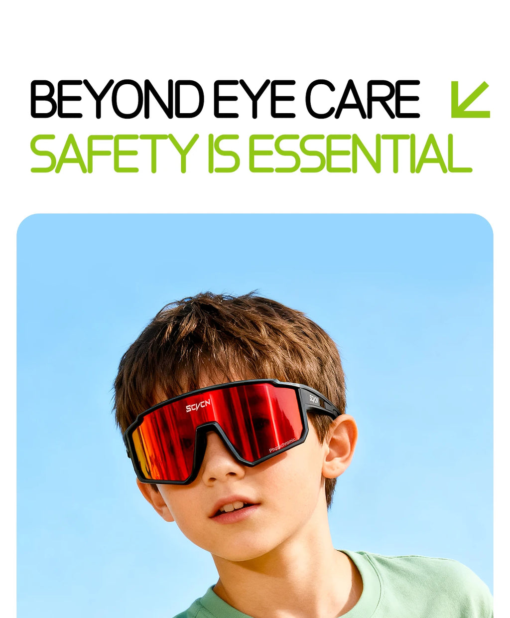 SCVCN Kids Photochromic Sport Sunglasses | UV400 Boys Girls Outdoor Skateboarding Bike Golf Eyewear