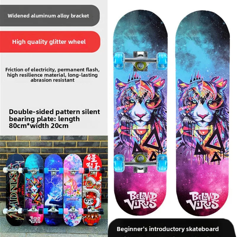 Pro All-Terrain Complete Skateboard – Aluminum Alloy & Carbon Fiber Deck, Beginner Longboard for Kids & Adults