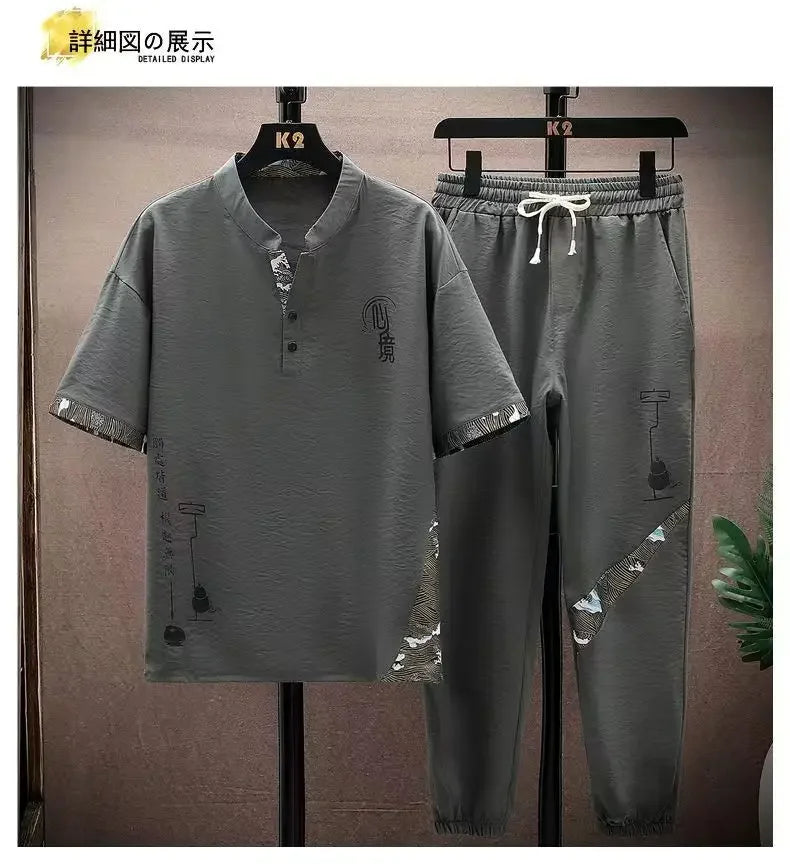 Men's Cotton Shirt & Trousers 2-Piece Set – High Quality Summer Fashion Suit M–4XL