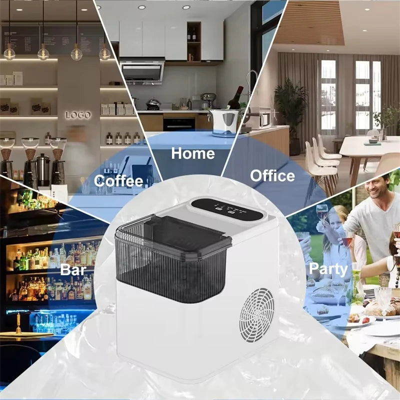 Automatic Mini Electric Ice Cube Maker – 9 Cubes in 6 Min, Portable for Bar, Home, Kitchen & Office