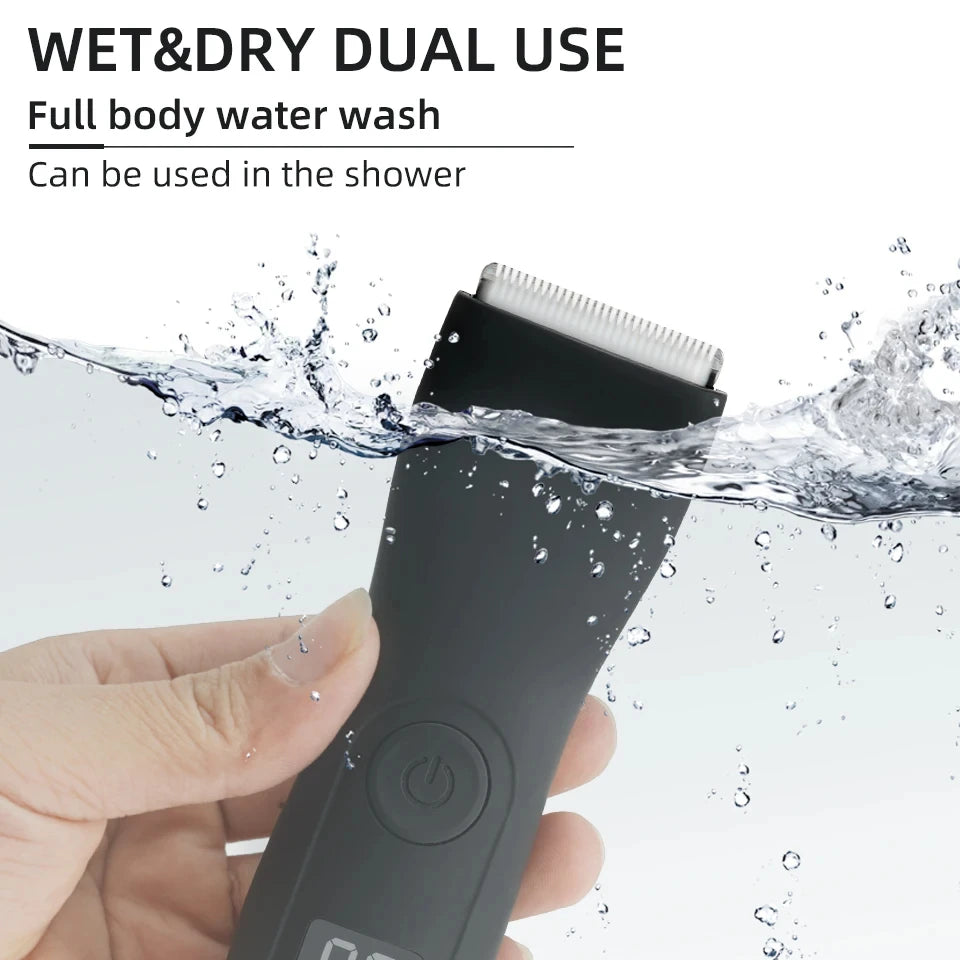 Full Body Hair Trimmer – Waterproof, Ceramic & Steel Blades, Bikini & Groin Safe, USB Rechargeable
