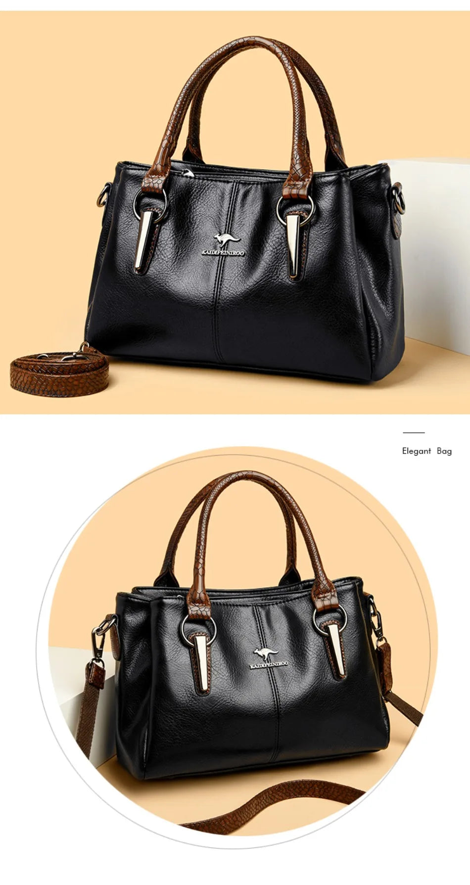 Luxury Soft Leather Large Capacity Tote Crossbody Bag – Elegant Shoulder Handbag for Women