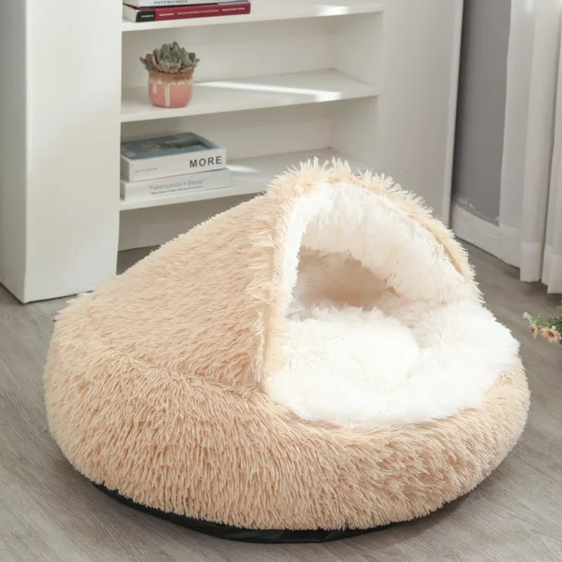 Round Plush Dog & Cat Bed – Warm Washable Pet Sofa Basket, Small to Large Dogs & Cats