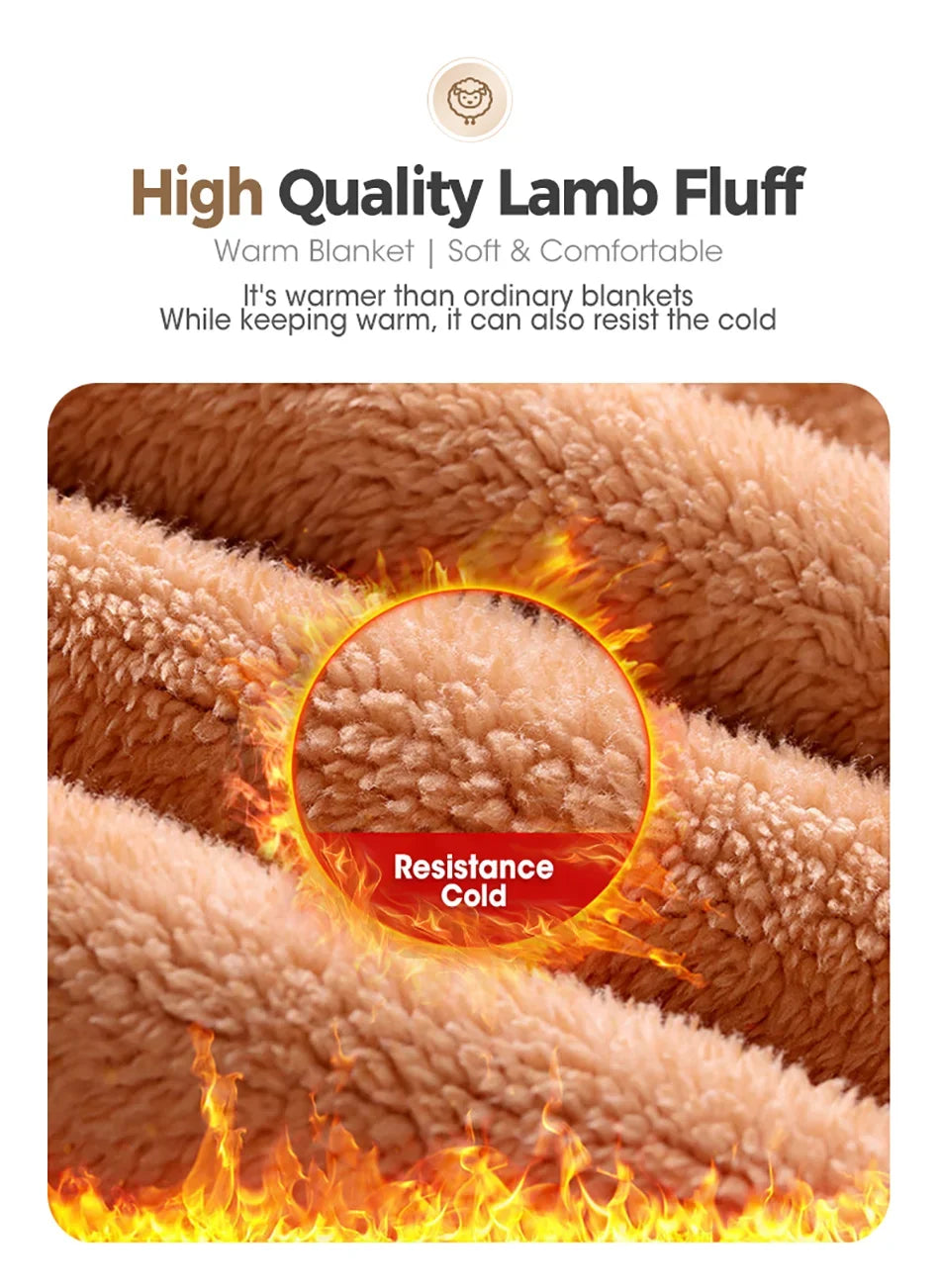 Wool Throw Blanket – Double-Sided Warm Winter Bed Blanket & Sofa Cover, Camping & Queen