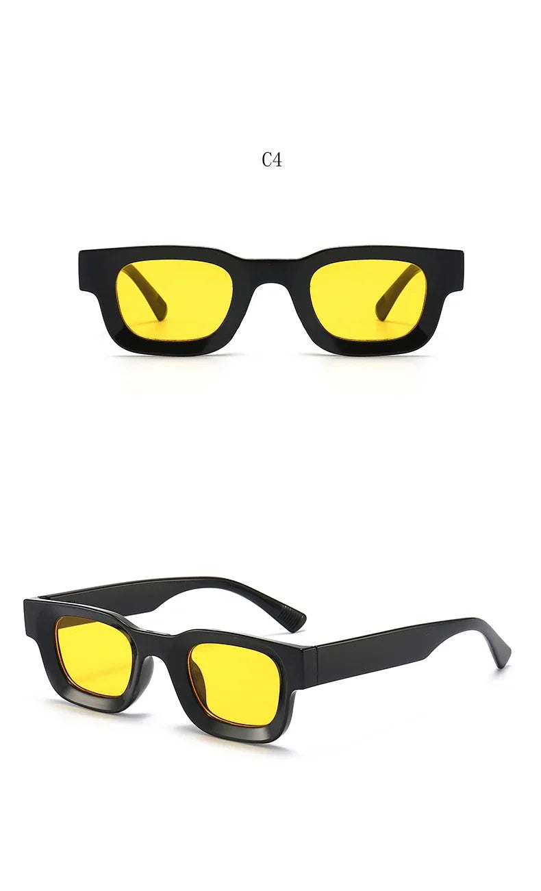 Small Rectangle Thick Frame Sunglasses | UV400 Unisex Square Shades for Men & Women