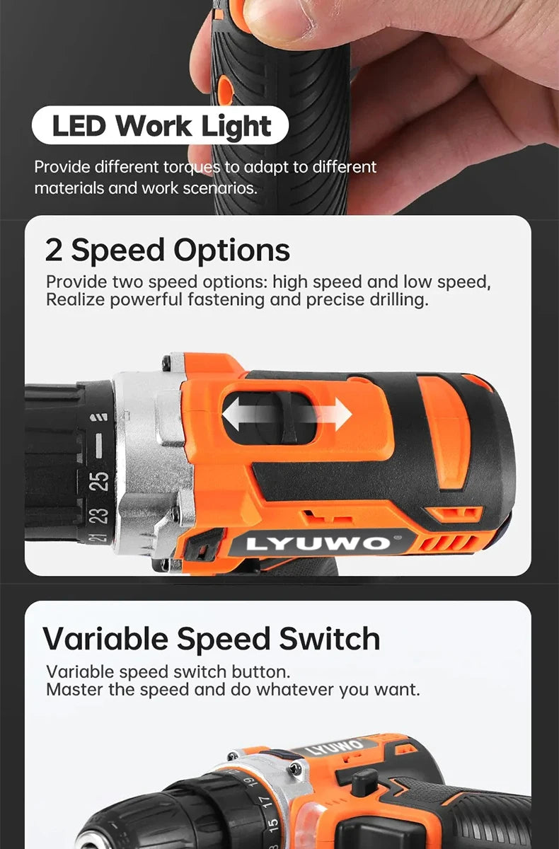 12V Cordless Drill with 25+1 Settings