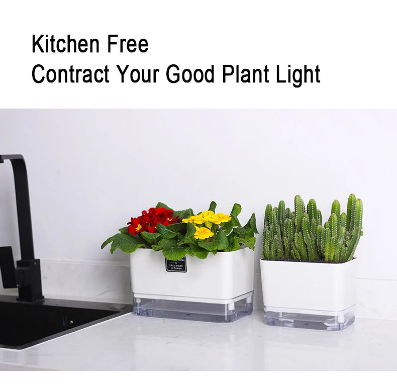 Double-Deck Self-Watering Planter Pot — Magnetic Plastic with Cotton Wick for Indoor & Garden Use