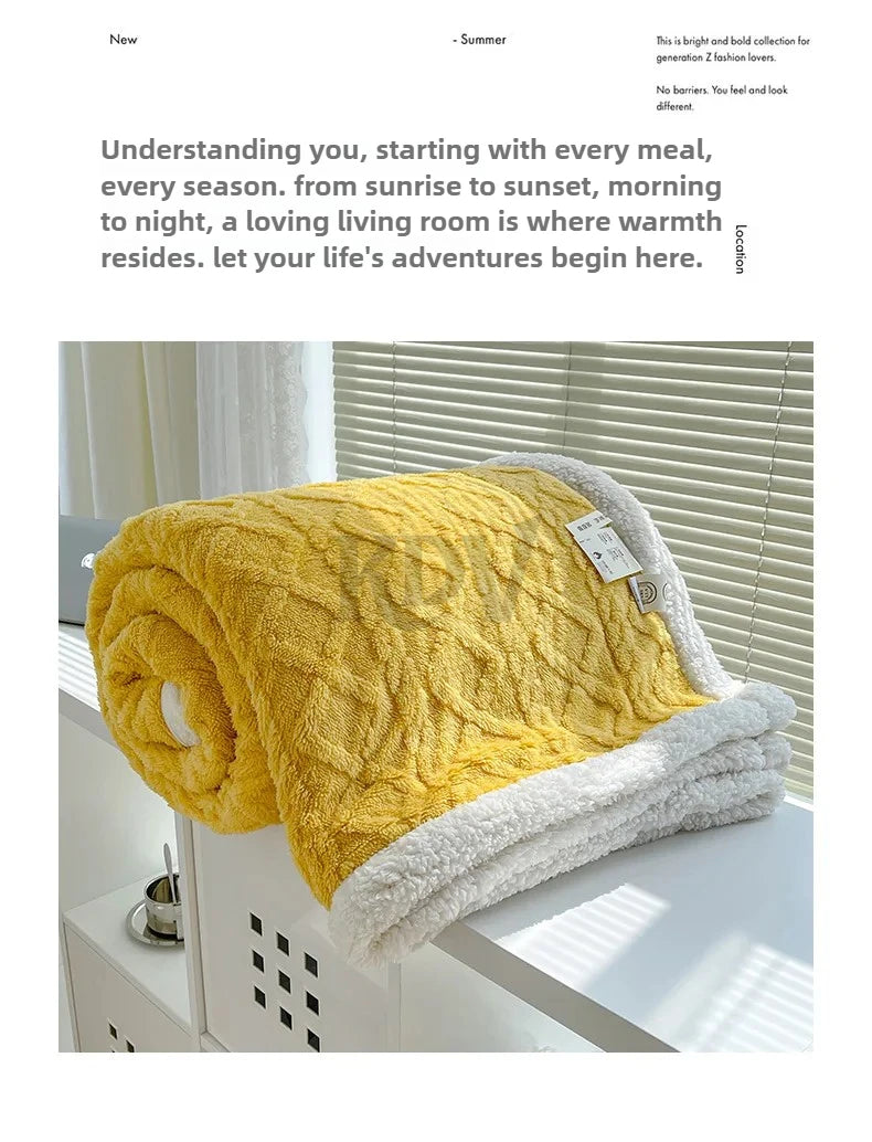 Double-Layer Fleece Blanket – Plush Sofa & Bed Comfort
