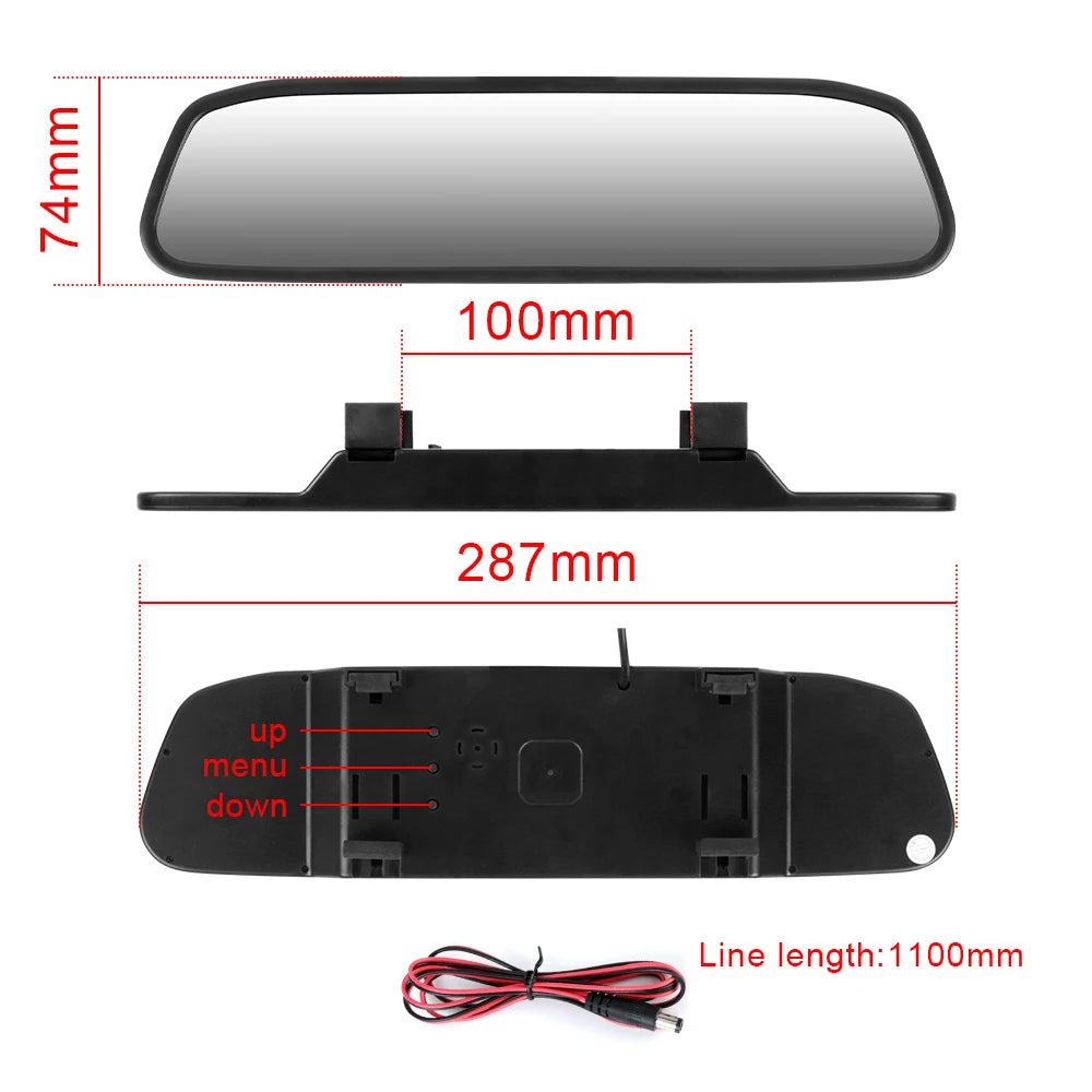 4.3" HD Car Rear View Mirror Parking Monitor — Backup Camera Display