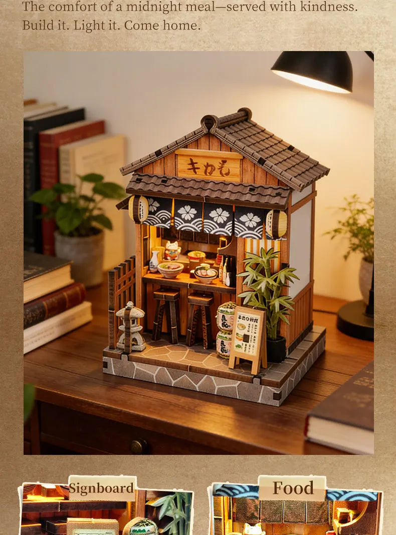 DIY Wooden Japanese Tavern Miniature with Lights