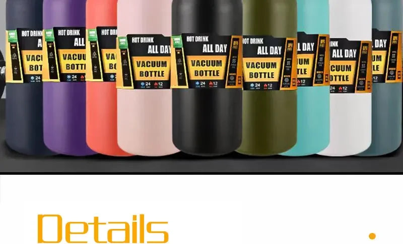 Large Capacity Vacuum Thermos Bottle with Handle & Straw – 304 SS, 6–12Hr Insulated, 800ml–1500ml, 16 Colors