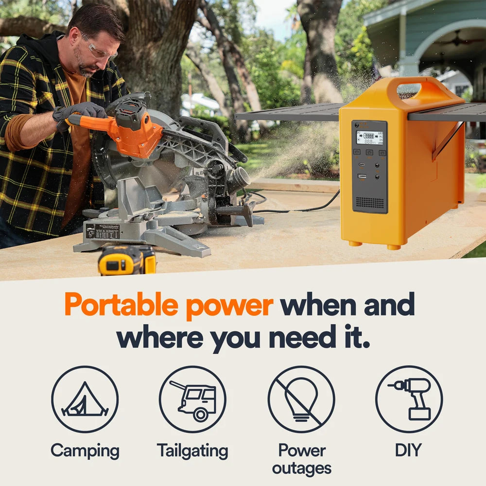 jsdsolar 100W Portable Solar Power Station — AC 110V/220V LiFePO4 Power Bank UPS for Camping & Outdoor