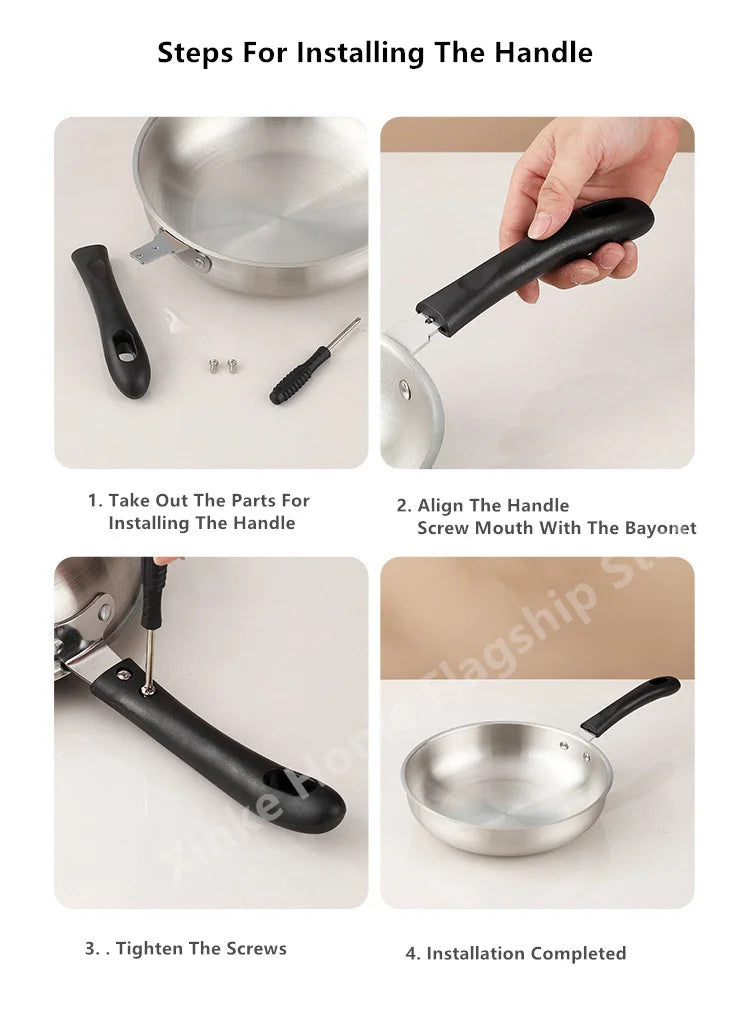 Stainless Steel Wok – Uncoated 24cm & 26cm Frying Pan