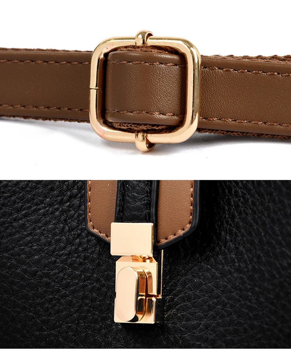 KMFFLY Patchwork Lock Square Shoulder Crossbody Bag – High Capacity PU Leather Handbag for Women