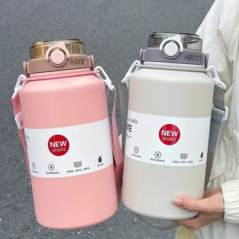 2L/67.63oz SS Insulated Sports Tumbler with Handle & Straw – BPA-Free, Boiling Water Safe, Ice-Keeping, 4 Colors