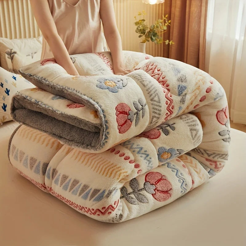 Thick Winter Flannel Fleece Comforter – Warm, Anti-Pilling Bed Blanket, 3 Sizes