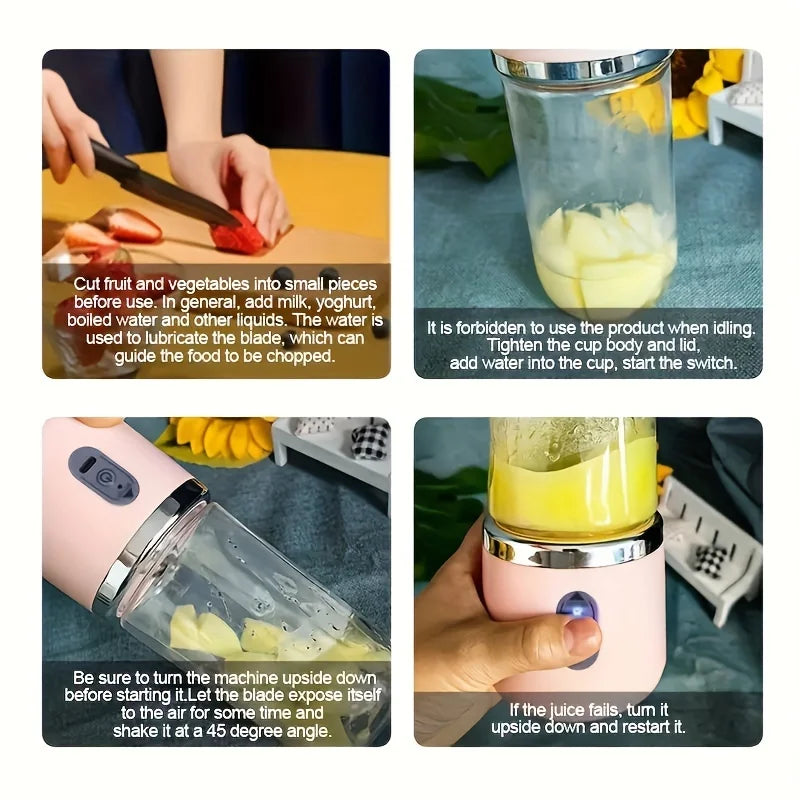 Portable Rechargeable Personal Blender Cup — 400ml Compact Smoothie Maker for Travel, Home & Office