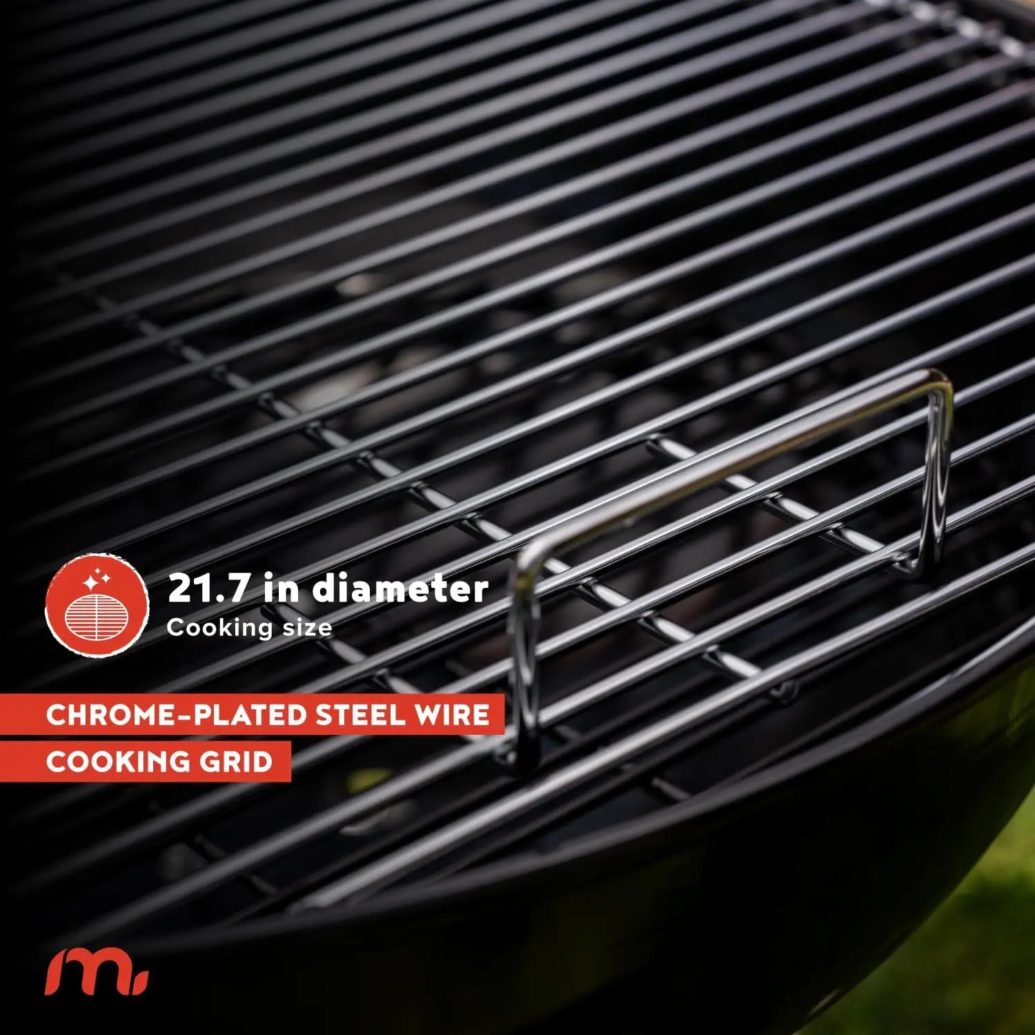 22-Inch Heavy Duty Charcoal Barbecue Grill | 354 Sq. In., Adjustable Air Vent, Portable for Camping & Outdoor Cooking
