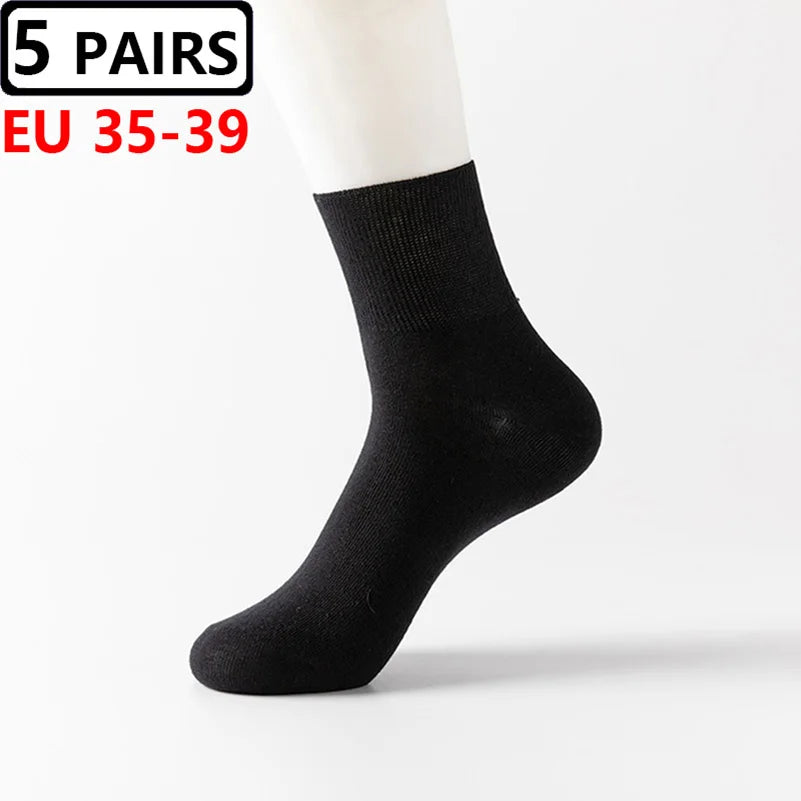 Plus Size Diabetic Loose Mouth Socks Size 48–50 – 5 Pairs Non-Binding Varicose Vein Socks for Older Men & Diabetes Patients
