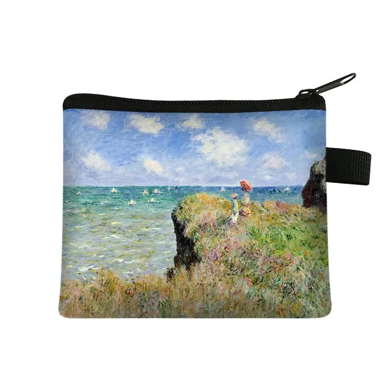 Vintage Oil Painting Floral Coin Purse Mini Clutch Wallet – Bohemian Nylon Organizer Wallet for Women