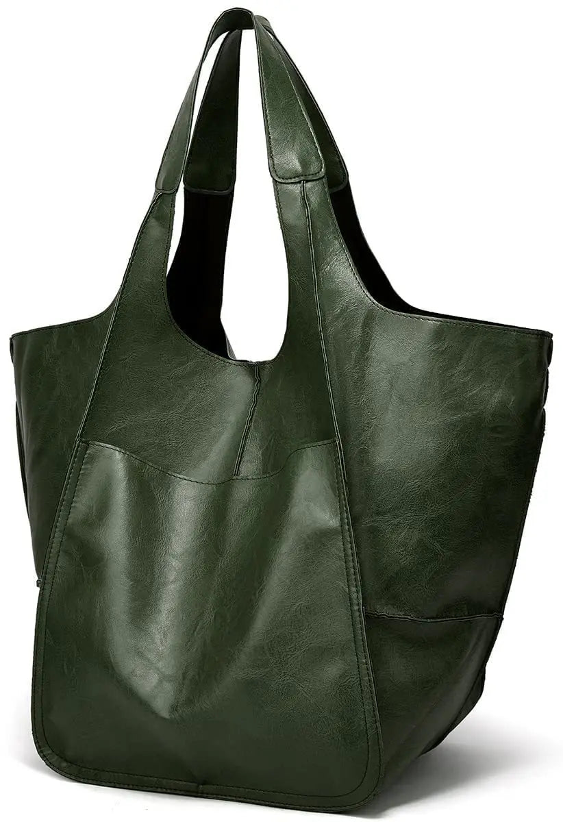 Retro Minimalist Embroidered Large Tote Shoulder Bag – Oversized Shopping Class Bag for Women