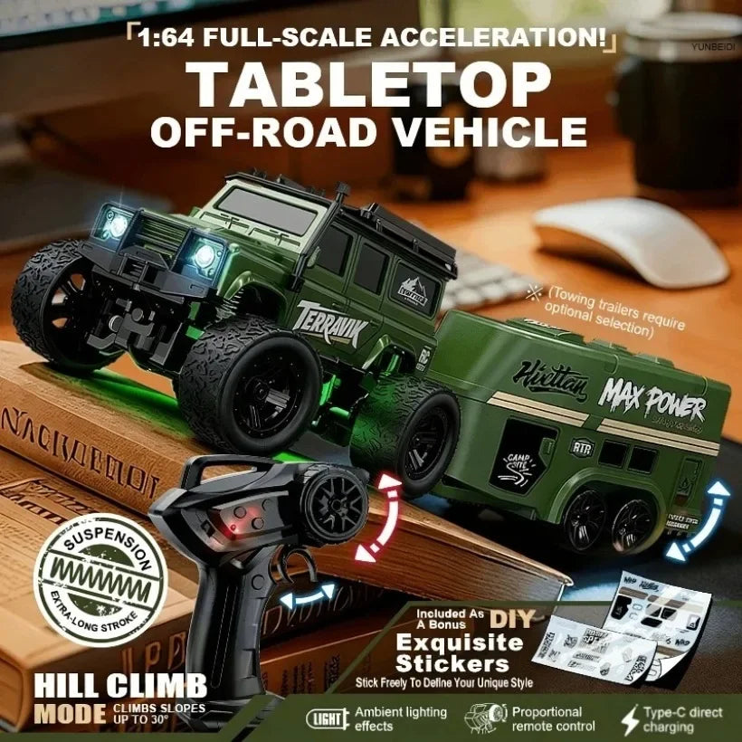 1/64 Scale Mini 4WD RC Drift Racing Car – Type-C Rechargeable Desktop Racer