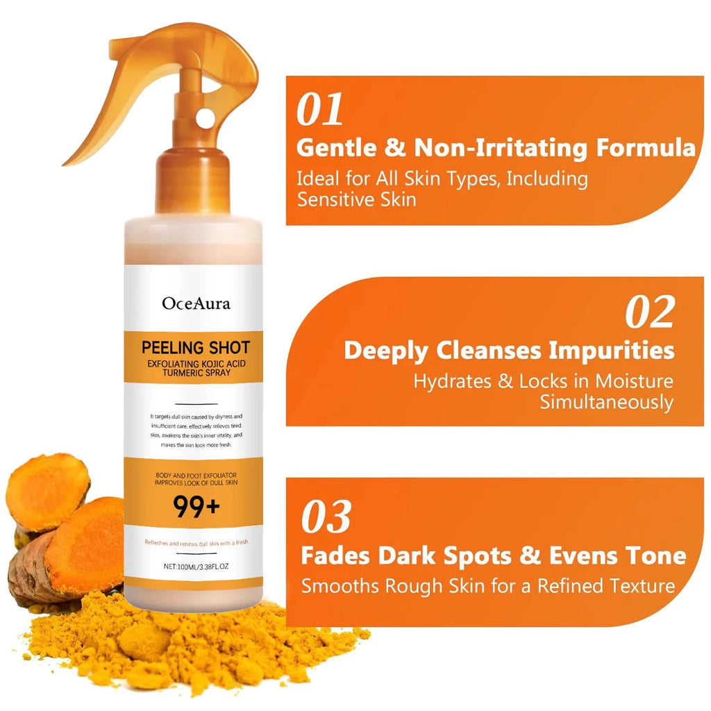 Kojic Acid Turmeric Exfoliating Body Spray – Brightening Peeling Solution 100ml