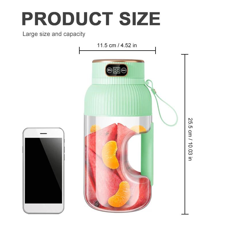 1000ML Portable Juicer Blender — USB Charging Smoothie Cup for Fruit & Citrus