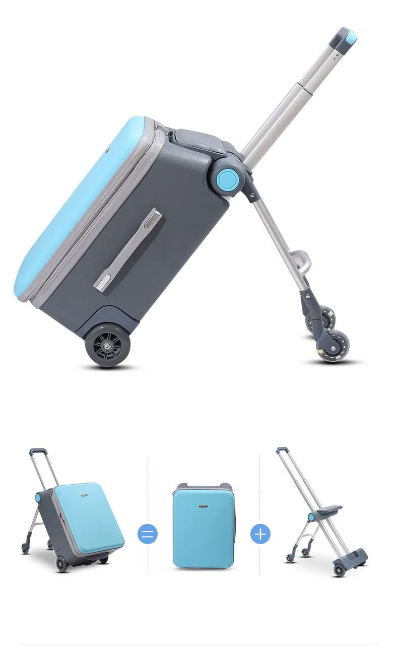 Kids Stroller Suitcase – 2-in-1 Ride-On & Sitting Waterproof ABS Trunk with Lock
