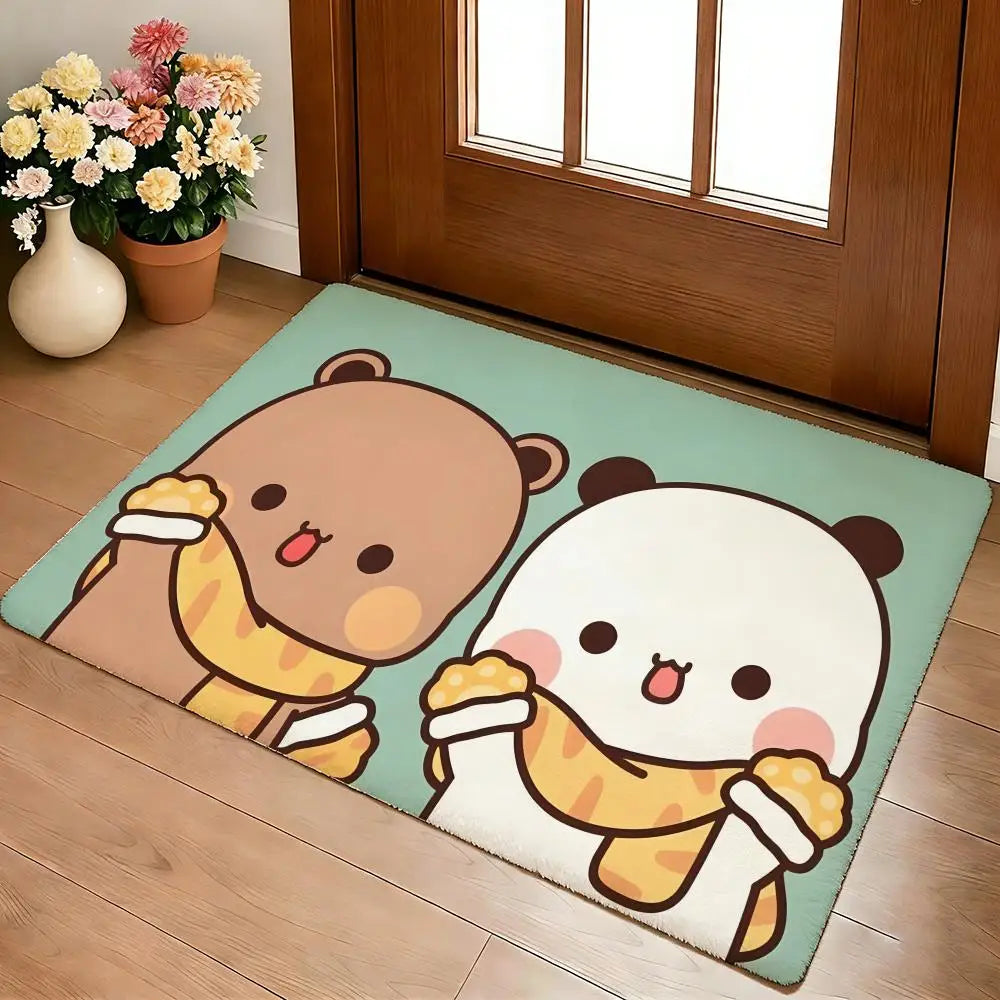Bubu & Dudu Cute Flannel Floor Mat – Soft Non-Slip Rug for Living Room, Bedroom & Kitchen