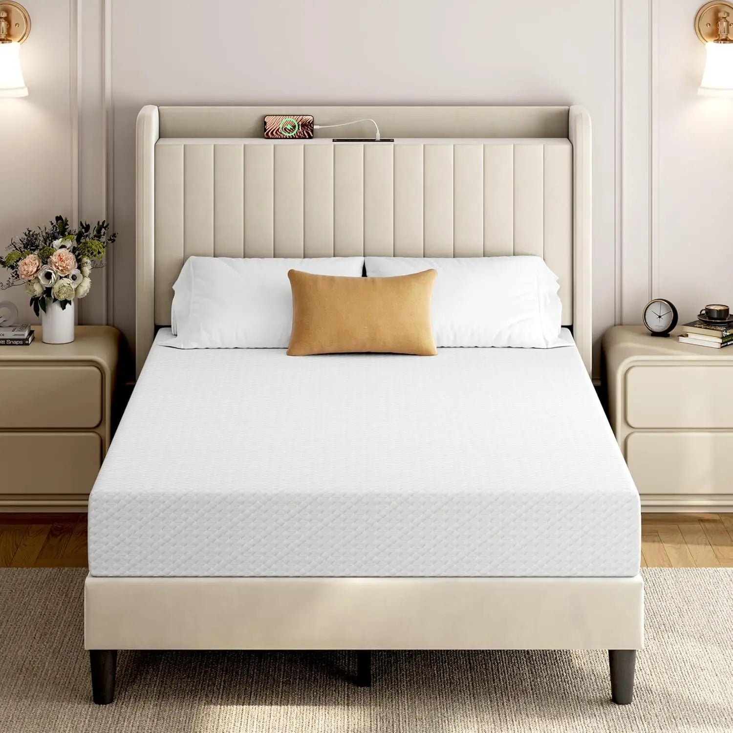 8 Inch Green Tea Gel Memory Foam Mattress – 3-Layer Cooling Foam, Medium Firmness, Multiple Sizes