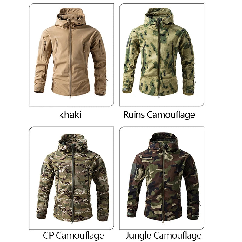 Men's Soft Shell Tactical Fleece Hooded Jacket