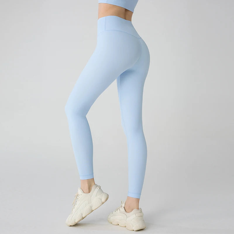 High-Waist Hip-Lifting Yoga Leggings — Breathable Nylon Fitness Running & Cycling Sports Pants, 19 Colors