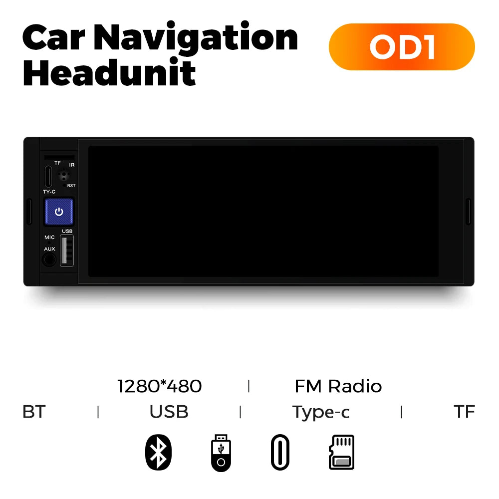 1-DIN 6.86" Car Radio MP5 Player – Wireless CarPlay & Android Auto, FM, Bluetooth, TF, AUX | Universal Fit