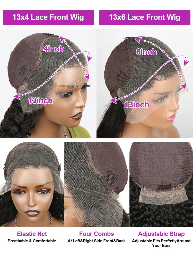 40 Inch Loose Deep Wave Lace Front Human Hair Wig Brazilian Nature Wave Curly Wigs Human Hair 13x6 HD Lace Frontal Wig For Women
