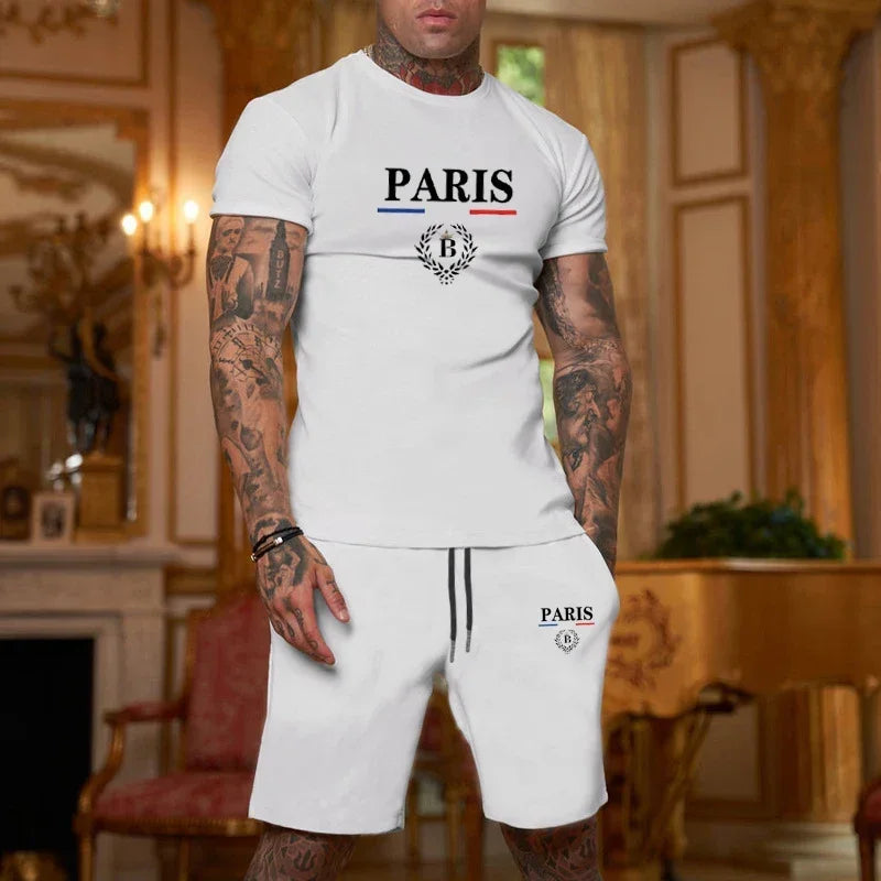 Men's Short Sleeve T-Shirt & Split Shorts Set – Fashion Jogging Casual Sport 2-Piece