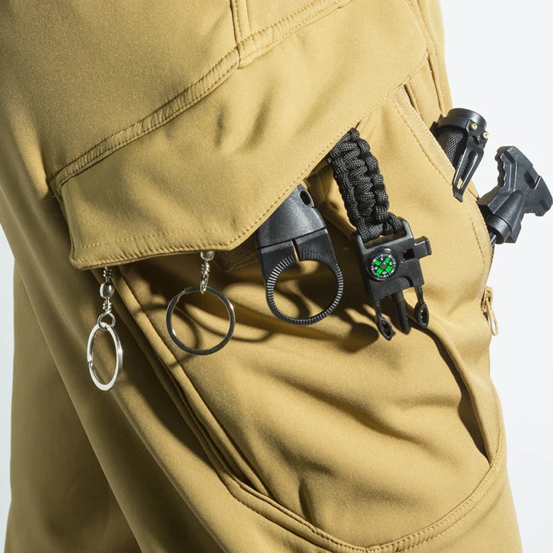 Men's Fleece Softshell Cargo Hiking Pants — Outdoor Tactical Trousers M–5XL
