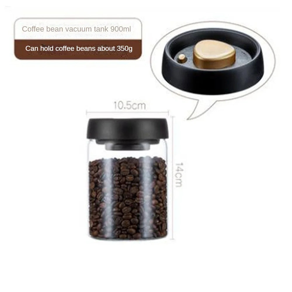 Glass Vacuum Sealed Storage Jar – Airtight Coffee Bean & Tea Canister, Moisture-Proof, 500ml–1800ml