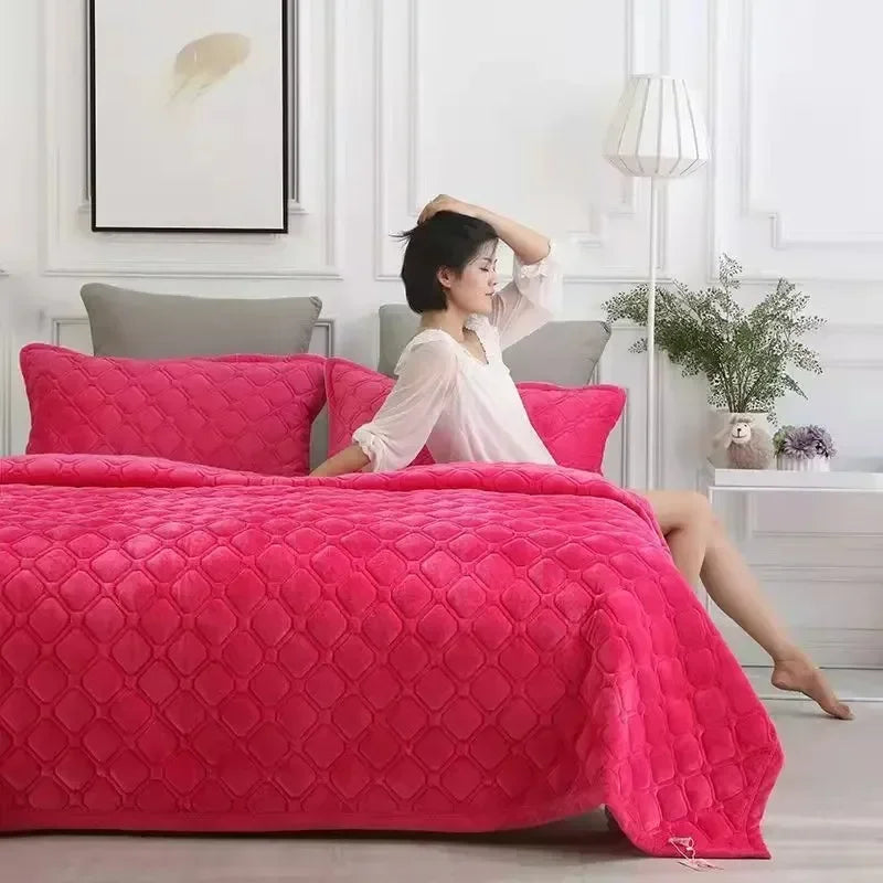 Flannel Geometric Bedspread – Super Soft Quilted Flat Sheet Blanket Cover, Twin to King