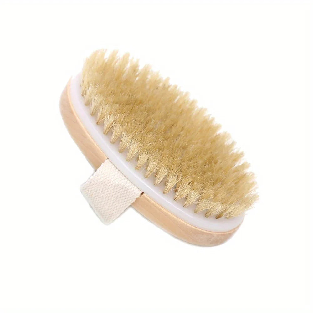 Natural Bristle Body Spa Brush – Wet & Dry Skin Soft Bath Massager