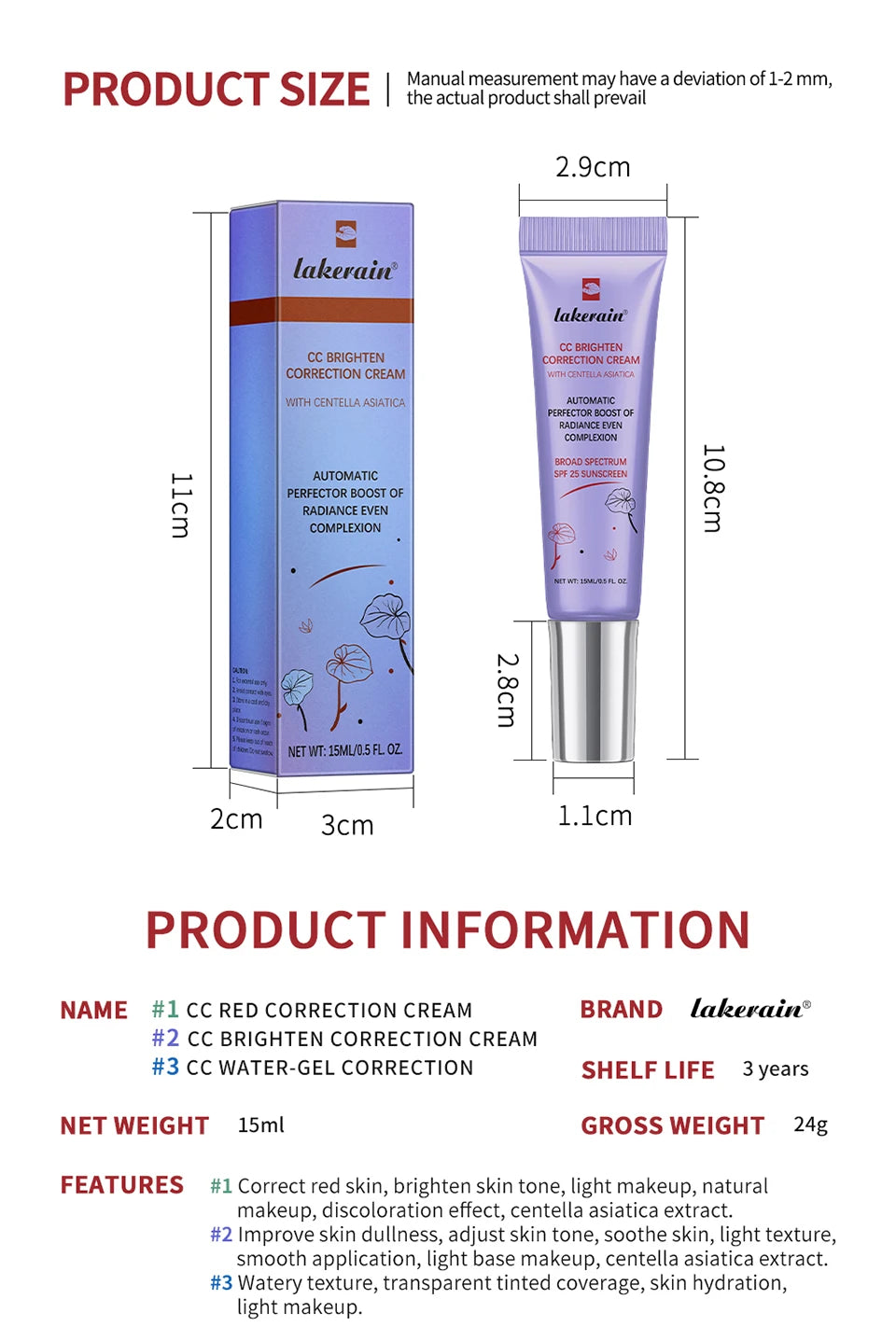 3-Pack CC Cream Color-Changing Foundation — Korean High Coverage Liquid