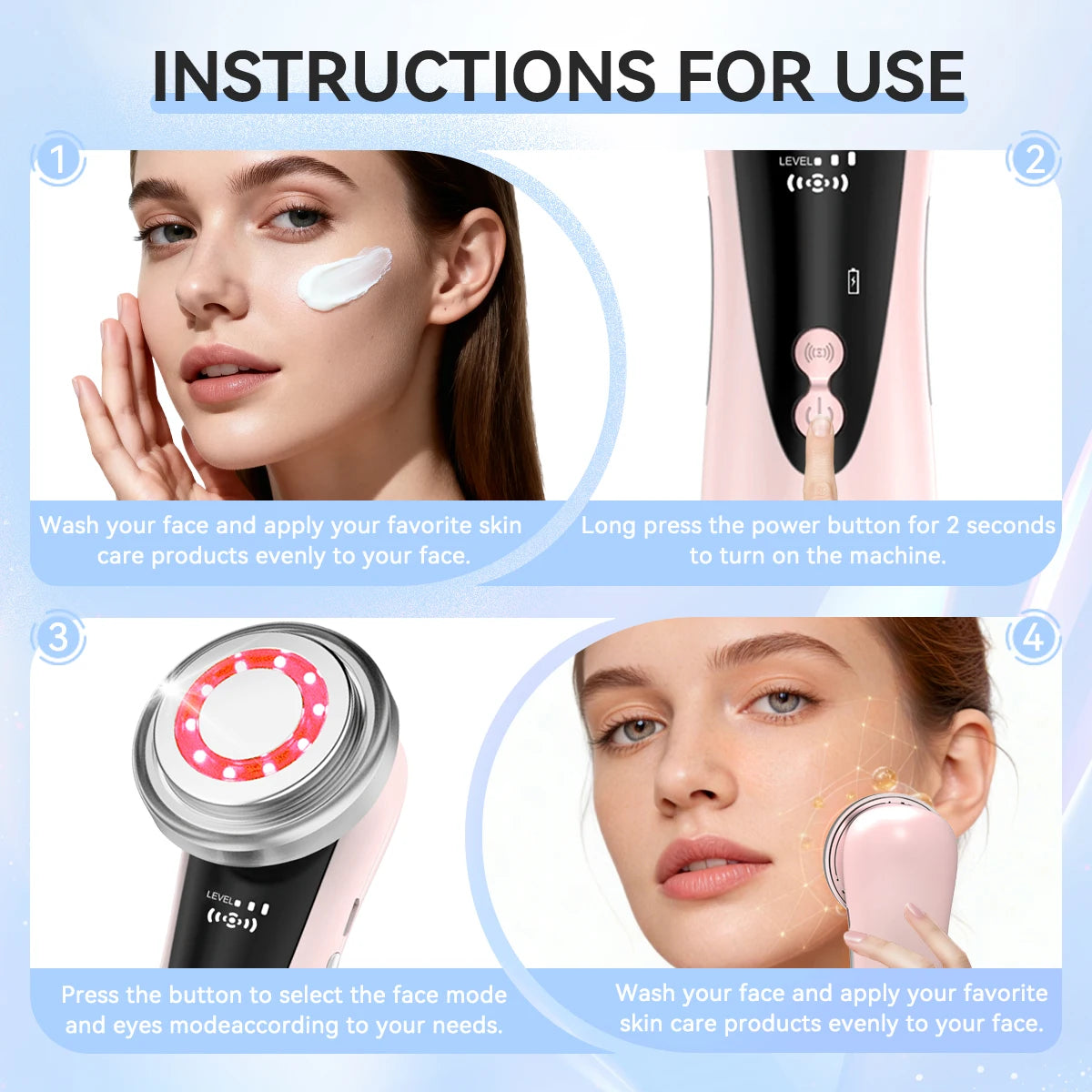 EMS Microcurrent Facial Massager – Portable Daily Skin Tightening, Lifting & Firming Beauty Device