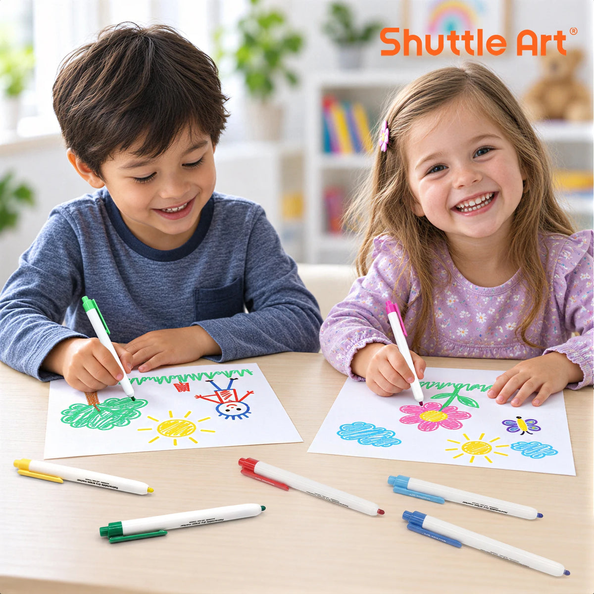 Shuttle Art Retractable Dry Erase Markers, 12 Colors
